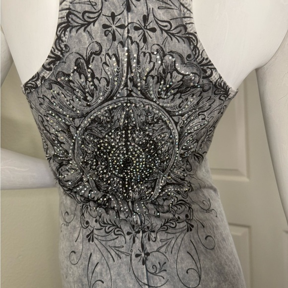 Vocal Tie Dye Print Bedazzled Crystal Rhinestones Studded Maxi Dress Small. #95 - Picture 9 of 11